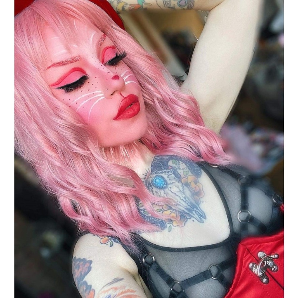 Baby Cotton Candy Pink Wavy Medium Length Synthetic Costume Cosplay Wig w/ Bangs